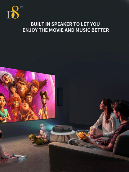 D8  High Performance Projector For Movies & Gaming ,Bright 5800 Lumens ,DLP Single Chip Design ,Enhanced Gaming Mode 16ms Response Time ,130inch  Home Theater Video Projector Support 4K ,4P/4D Keystone, Zoom, Compatible With IPhone IPad, Android Phones/HD