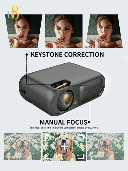 D8  High Performance Projector For Movies & Gaming ,Bright 5800 Lumens ,DLP Single Chip Design ,Enhanced Gaming Mode 16ms Response Time ,130inch  Home Theater Video Projector Support 4K ,4P/4D Keystone, Zoom, Compatible With IPhone IPad, Android Phones/HD