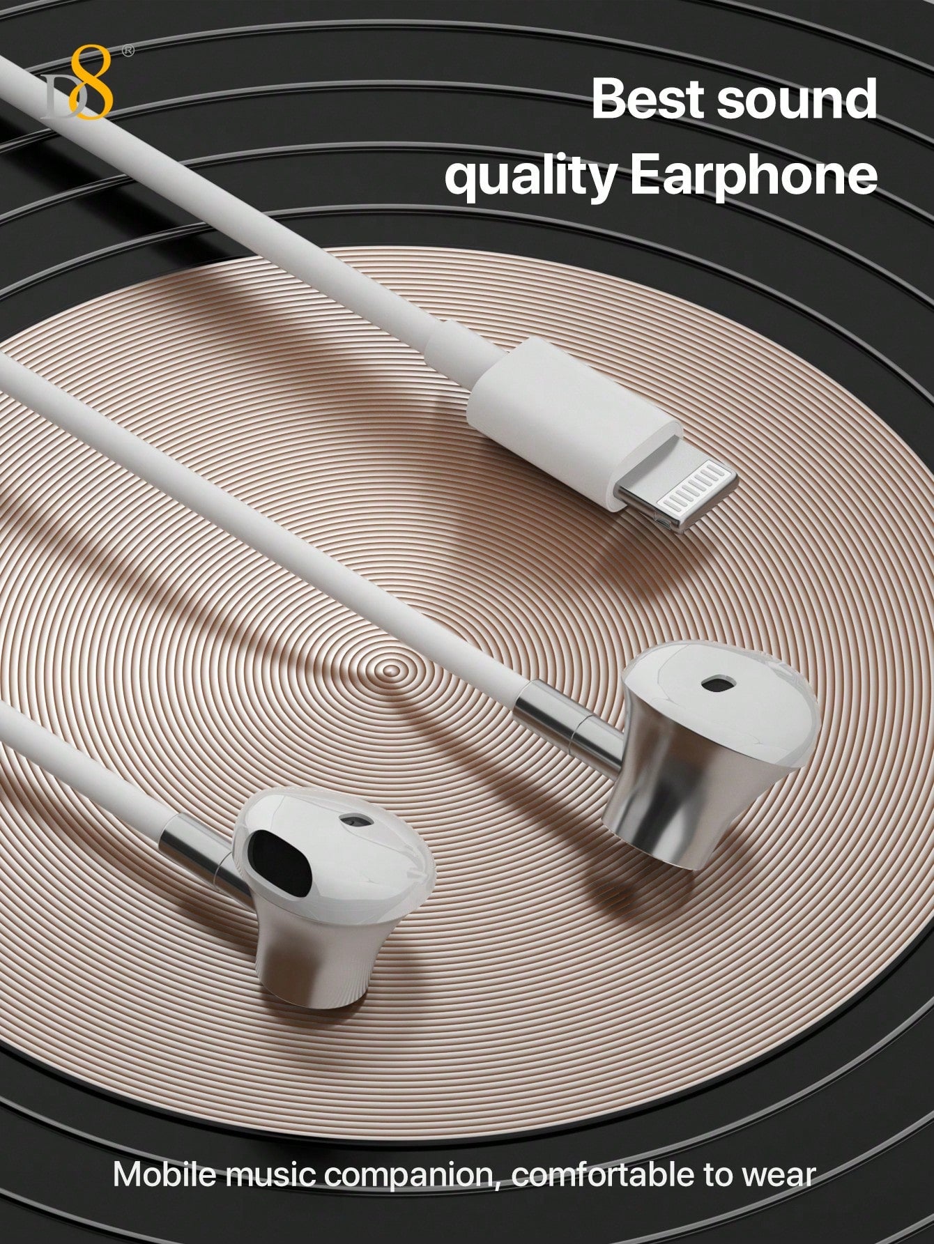 D8  Headphones With Lightning Connector. Microphone With Built-In Remote To Control Music, Phone Calls, And Volume. Wired Earbuds Compatible With IPhone Earbuds Wired Earphones With Microphone,Isolation Noise [Lightning Connector - Apple MFi Certified] Co