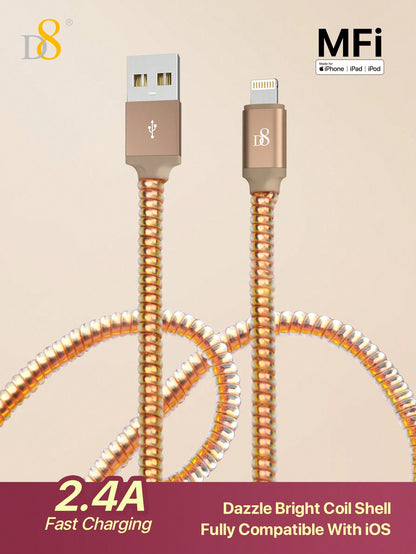 D8 USB-A To Lightning Charger Cable, MFi Certified Charger Cable , TPU(1M)USB 2.0 Lightning Charger Cable, 2.4A Fast Charging