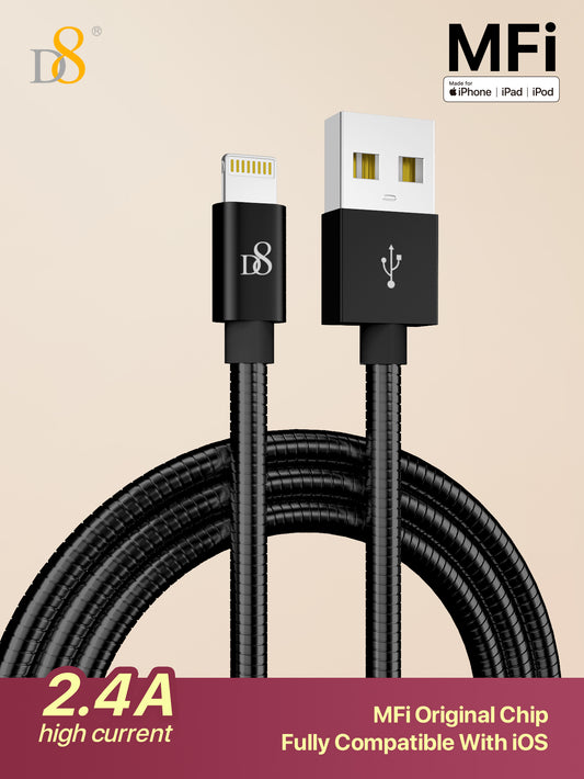 Stainless Jacket MFi Lightning to USB Charging Cable | Dynamic8