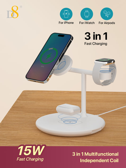 3-in-1 Magnetic Wireless Charging Station | Apple, Phone & Watch Charger
