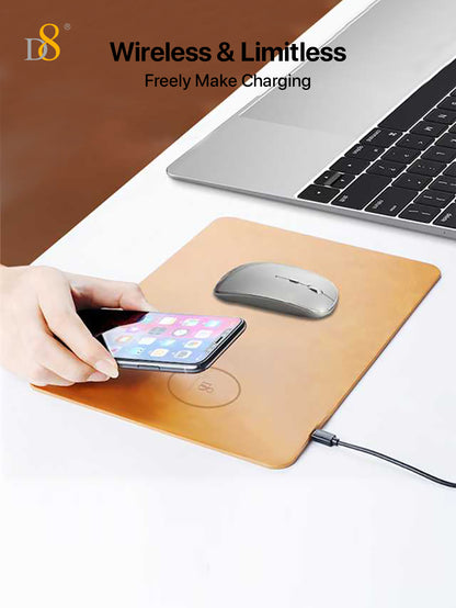 Dynamic8 Wireless Charger Mouse Pad | PU/Leather, 7.5-10W, Brown