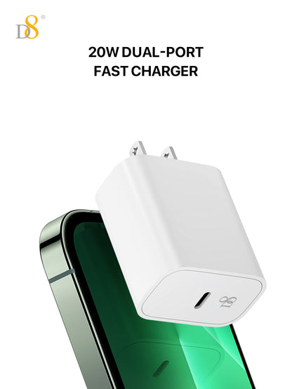 D8 PD 20W fast charging Type-C single port wall charger USA standard plug
