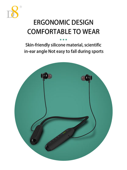 D8 Neckband Wireless Headphones – 100H Playback, Waterproof, Mic, Workout Ready
