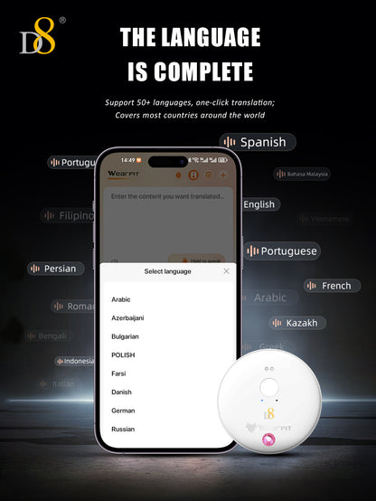 D8  AI Translator Recorder,Al Large Model |Conference Artifact | chat the World| Automatically recognize filled text Language Translator Device with APP Control, 50+ Languages Chat aroundtheworld and communicate worry-free ,NO FEE for Translate & Audio Tr