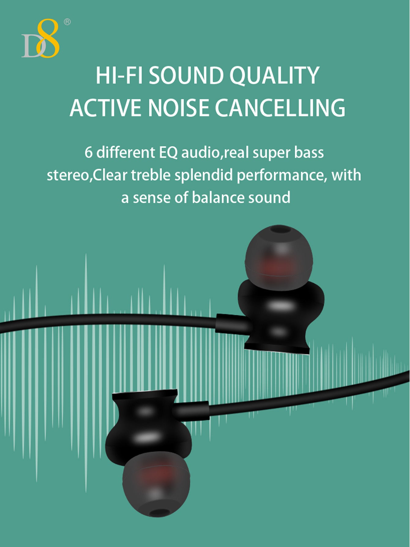 D8 Neckband Wireless Headphones – 100H Playback, Waterproof, Mic, Workout Ready