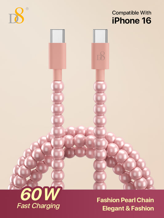 D8 USB C To USB C Cable, (3.3ft PD 60W) Fast Charging Type C To Type C Cable,  Beaded Braided USB-C Cord Phone Charger Compatible Compatible With Iphone 16 Pro / IPhone 16 Pro Max/15/15 Pro/15 Pro Max/15 Plus,IPad Pro, Air5,  Air S22 Note 20 IPad Pro  Tab