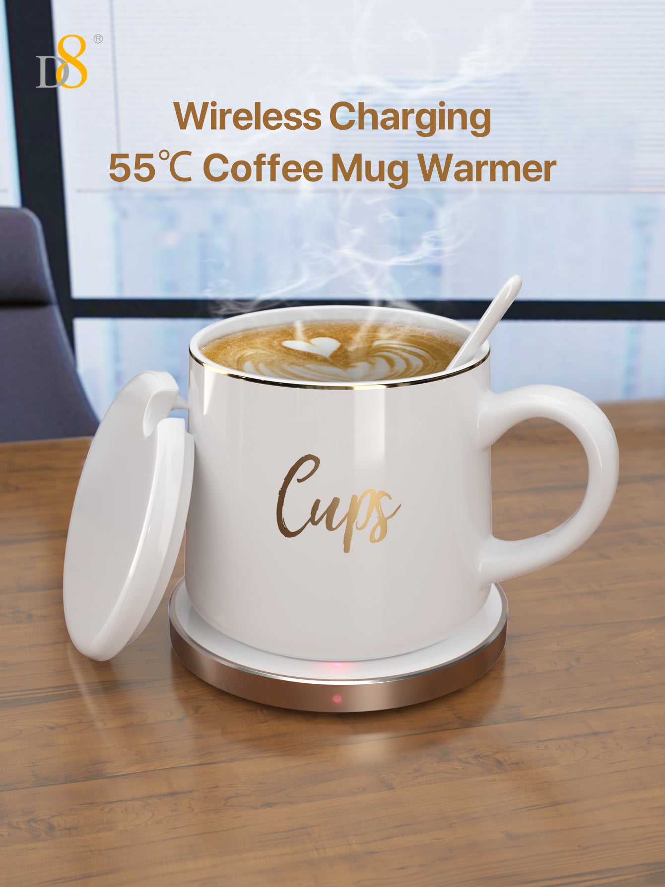 Wireless Charging Coffee Mug - 55℃ Thermostatic, Aluminum | Mobile Accessories