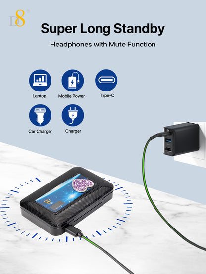 D8 Wireless Earbuds with LED Display – 300H Battery, Over-Ear Hooks, Workout Ready