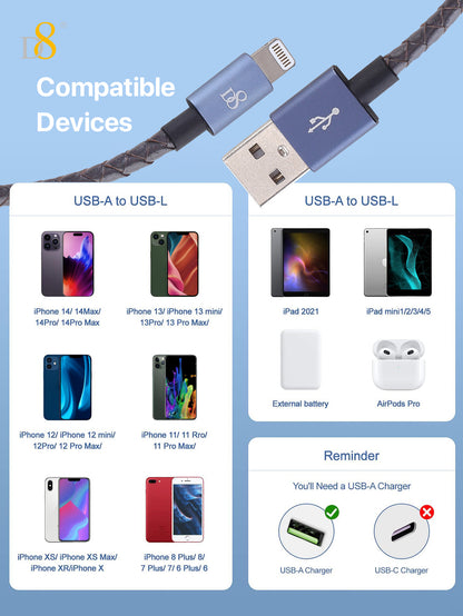 MFi Leather Fast Lightning to USB Cable | Mobile Accessory - Dynamic8