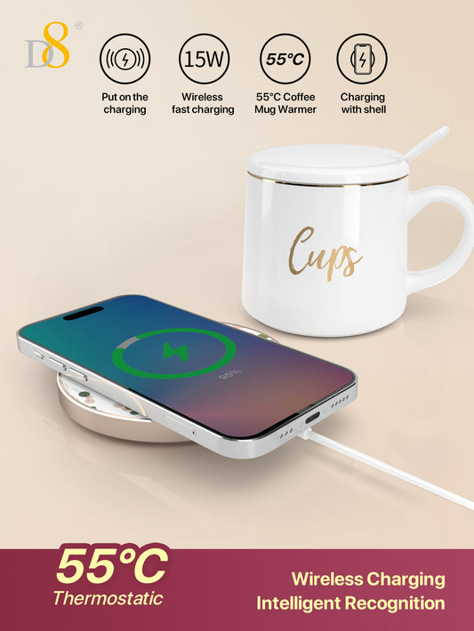 Wireless Charging Coffee Mug - 55℃ Thermostatic, Aluminum | Mobile Accessories
