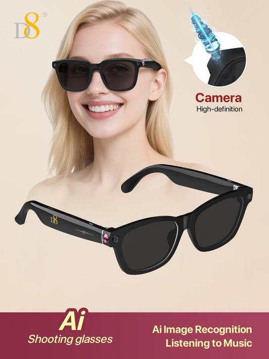 D8 Ai Translation Smart Glasses,  Smart Glasses with AI Translation,Support 110+ Languages, Speaker Sunglasses,Audio Eyewear with Music play &Hands-Free Calling,Multifunctional Headphones glasses for Men WomenBuilt-in Mic & Speakers,Smart Wireless