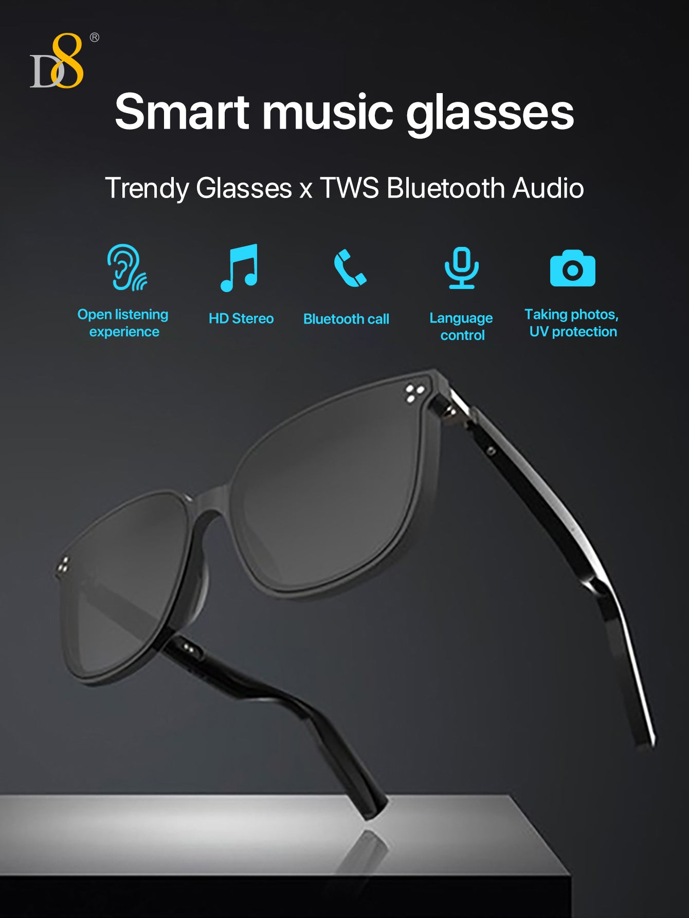 Innovative Smart Glasses with HD Stereo Sound and First-Person Video Recording