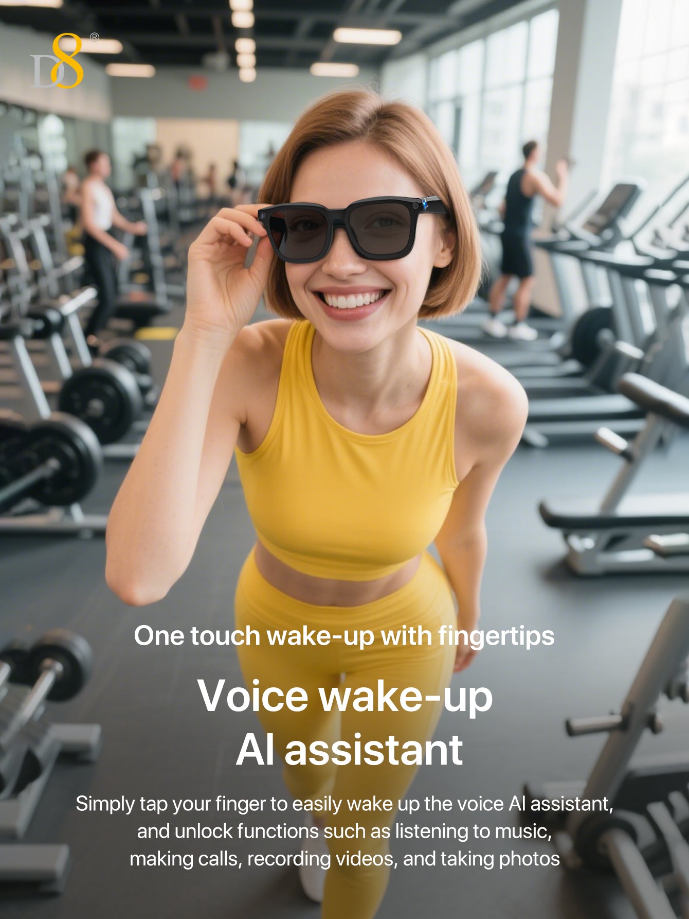 D8 Ai Translation Smart Glasses,  Smart Glasses with AI Translation,Support 110+ Languages, Speaker Sunglasses,Audio Eyewear with Music play &Hands-Free Calling,Multifunctional Headphones glasses for Men WomenBuilt-in Mic & Speakers,Smart Wireless