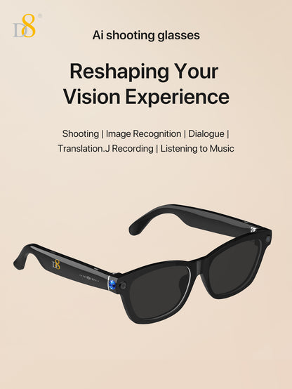 D8 Ai Translation Smart Glasses,  Smart Glasses with AI Translation,Support 110+ Languages, Speaker Sunglasses,Audio Eyewear with Music play &Hands-Free Calling,Multifunctional Headphones glasses for Men WomenBuilt-in Mic & Speakers,Smart Wireless
