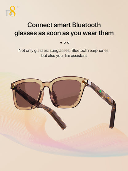 D8 Smart Bluetooth Glasses,Anti-Blue Light/UV400 Lenses,Audio Eyewear with Music play &Hands-Free Calling,Multifunctional Headphones glasses for Men WomenBuilt-in Mic & Speakers,Smart Wireless Headphone Sunglasses for Men and Women,Athletic/Outdoor UV
