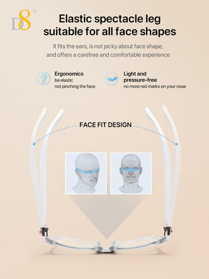 D8 Smart Bluetooth Glasses for Women, Blue Light Filtering Photochromic Transition Lenses, Touch Control and Voice Control, Professional-Grade Eye Protection, Ultra-Light Wireless Eyewear for Office/Reading
