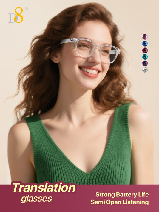 D8 Smart Bluetooth Glasses for Women, Blue Light Filtering Photochromic Transition Lenses, Touch Control and Voice Control, Professional-Grade Eye Protection, Ultra-Light Wireless Eyewear for Office/Reading