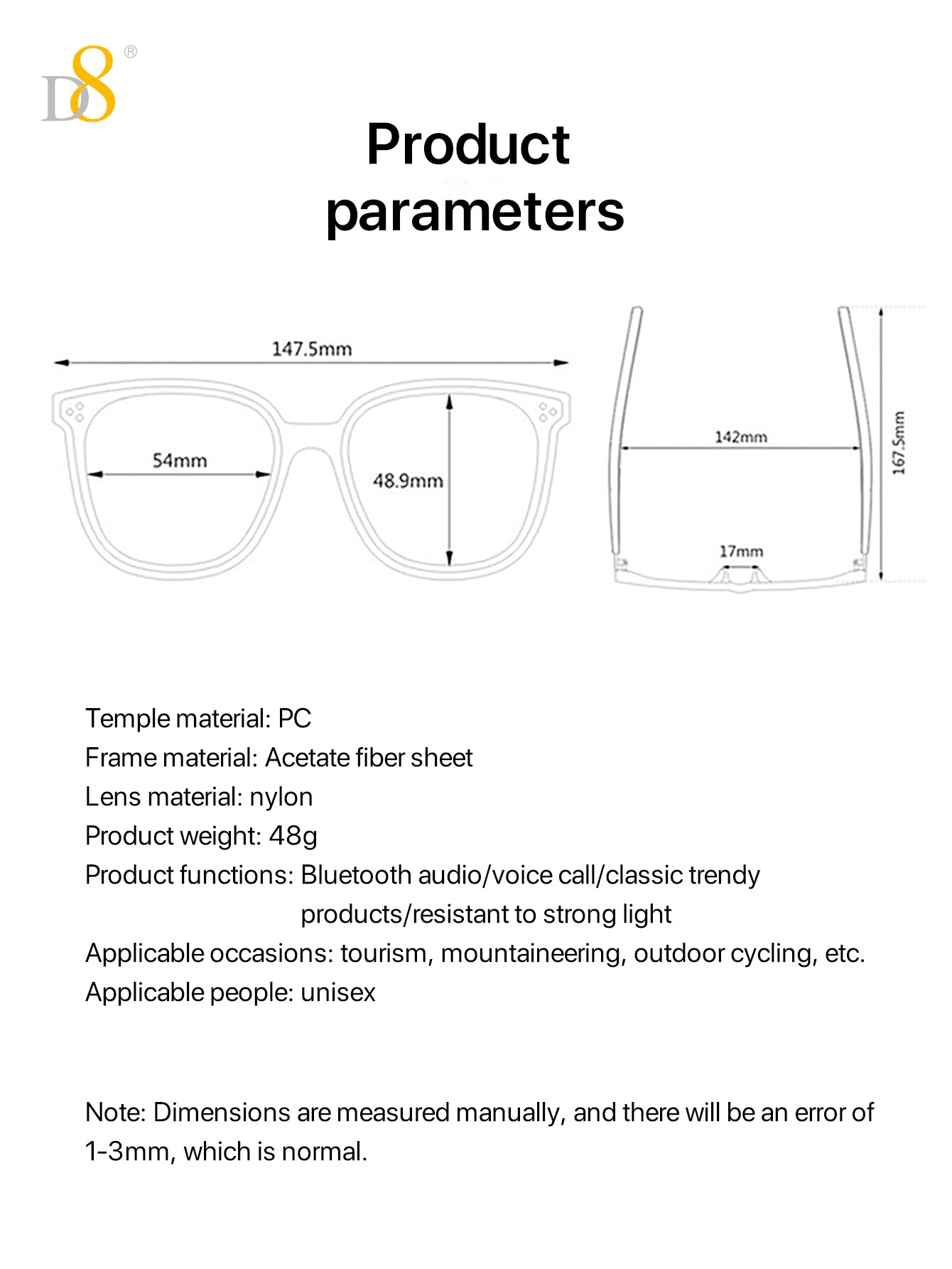 Innovative Smart Glasses with HD Stereo Sound and First-Person Video Recording