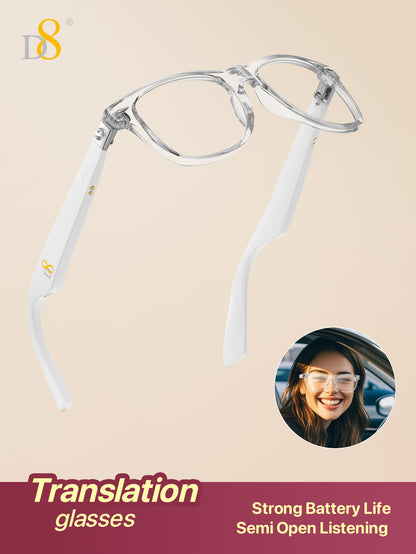 D8 Smart Bluetooth Glasses for Women, Blue Light Filtering Photochromic Transition Lenses, Touch Control and Voice Control, Professional-Grade Eye Protection, Ultra-Light Wireless Eyewear for Office/Reading