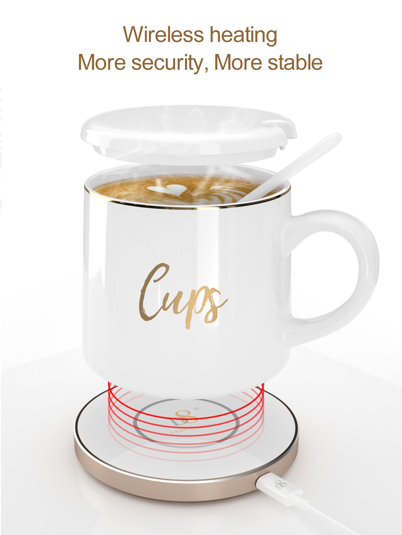 Wireless Charging Coffee Mug - 55℃ Thermostatic, Aluminum | Mobile Accessories