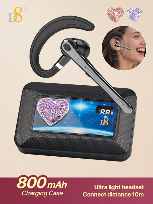 D8 Wireless Earbuds  Headphones ，Massive Charge Reserve Battery Base ，300H Long standby，In charging compartment，talk time on full charge:80HOURS，Single headset fully charged，talking time in the state:6-8HOURS, with LED Display Over-Ear Buds with Earhooks