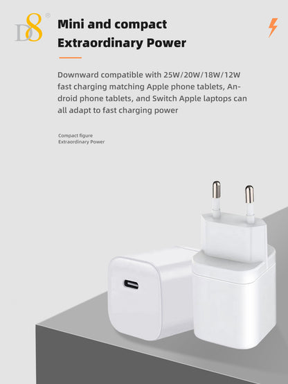 D8 1Pcs 33W USB C Charger,  Compact Fast Wall Charger Block, USB-C Power Adapter,Compatible with iPhone 15 / 15Pro / 15Plus / 15ProMax/Samsung Galaxy S23 S22 S21 S20 Plus Ultra, Note 20 10 9 8/ S10 S9 S8 Pixel 6 5 4 Pro X,Google Pixel 7, MacBook Air, iPad