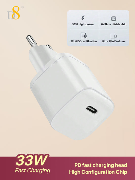 D8 1Pcs 33W USB C Charger,  Compact Fast Wall Charger Block, USB-C Power Adapter,Compatible with iPhone 15 / 15Pro / 15Plus / 15ProMax/Samsung Galaxy S23 S22 S21 S20 Plus Ultra, Note 20 10 9 8/ S10 S9 S8 Pixel 6 5 4 Pro X,Google Pixel 7, MacBook Air, iPad