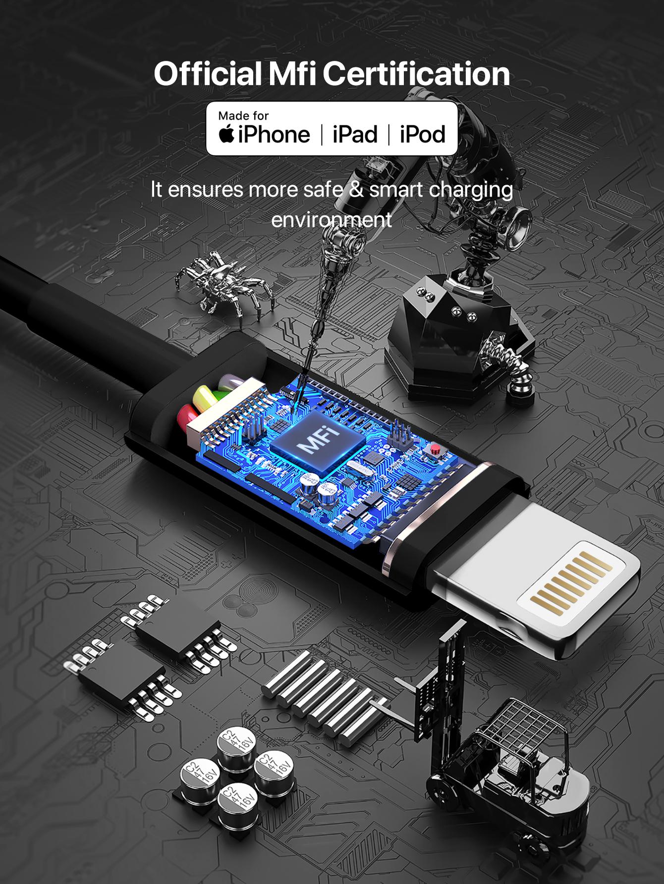 
Apple MFi certified Dynamic8 USB-A to Lightning cable, 3.3ft TPE fast charging
