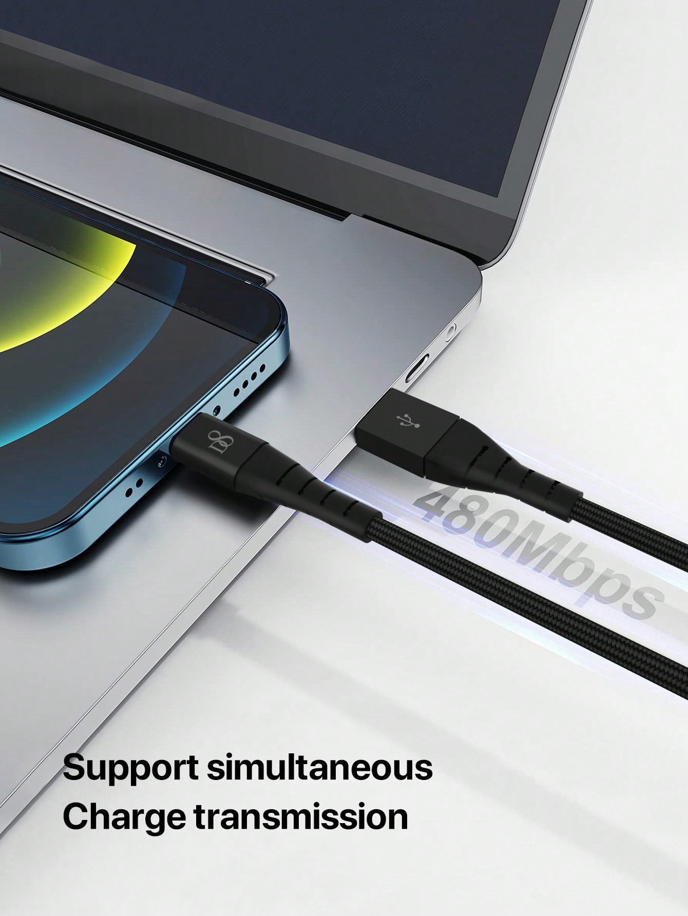 
Durable Dynamic8 nylon USB-A to Lightning cable, 3.3ft MFi certified fast charging
