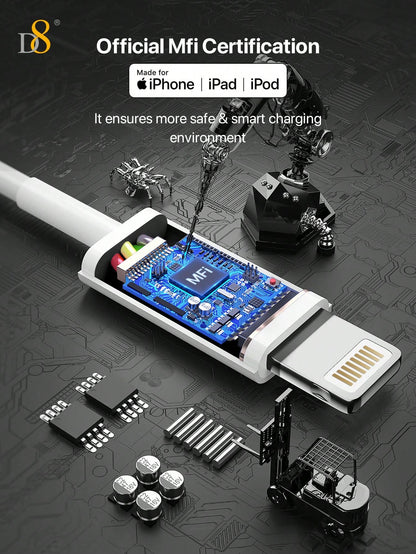 
Dynamic8 iPhone charging cable 0.25m, 2.4A fast charging USB-A to Lightning
