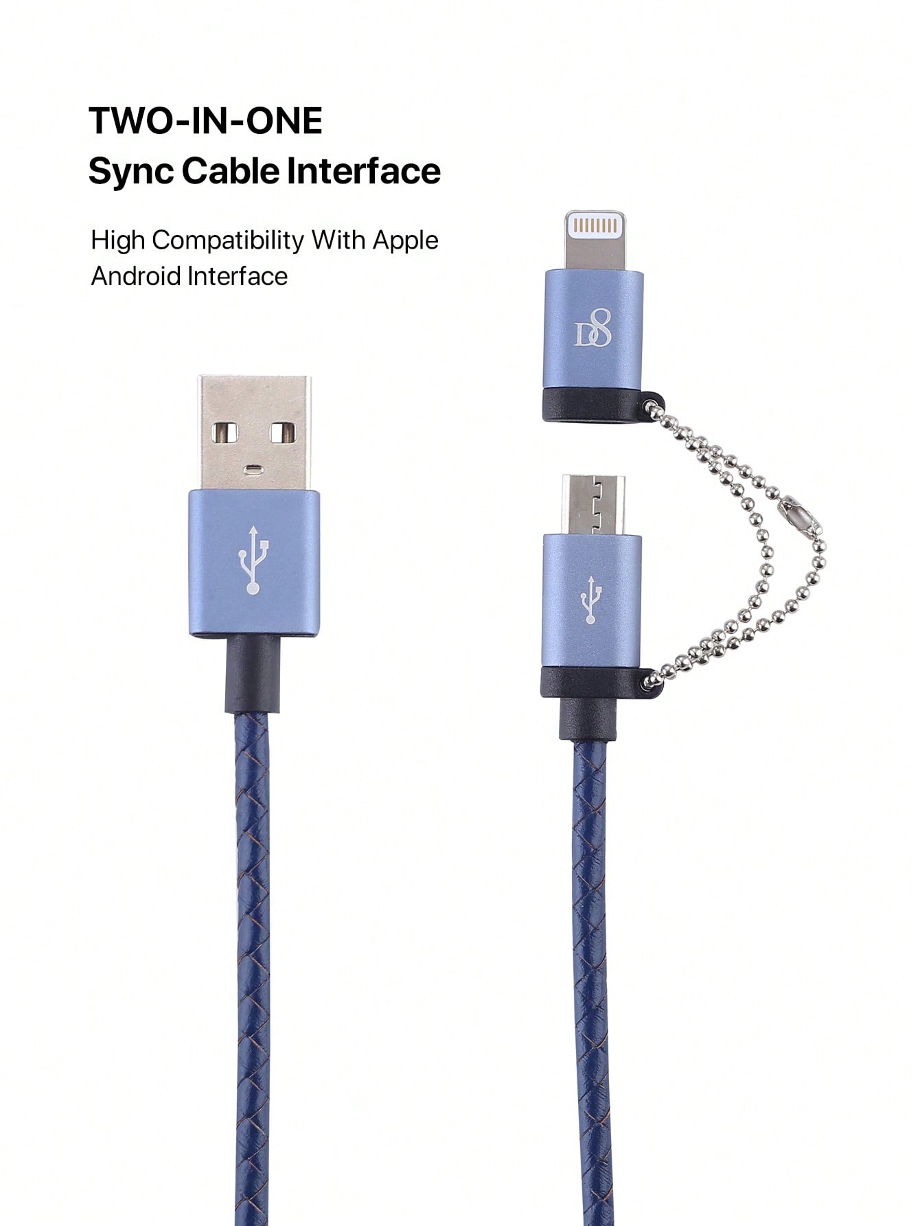 
Premium Dynamic8 beaded handmade iPhone charger cable, Apple MFi certified 2-in-1 design
