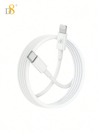 
Close-up of Dynamic8 USB-C to Lightning cable connector, MFi certified PD fast charging
