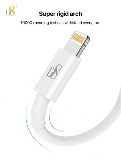 
Dynamic8 short iPhone charger cable 0.25m, MFi certified USB-A to Lightning
