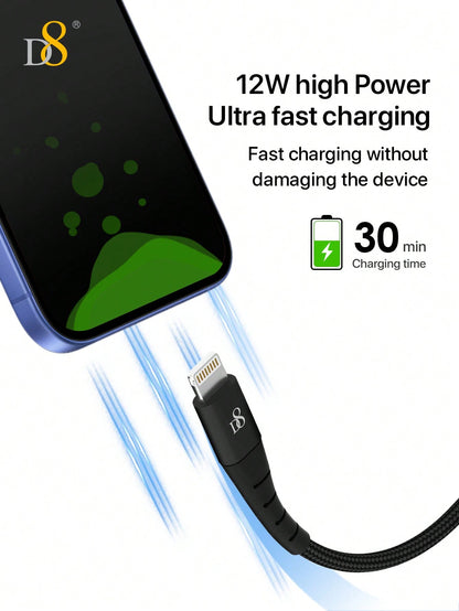 
Compact and travel-friendly Dynamic8 nylon USB-A to Lightning cable, 3.3ft MFi certified
