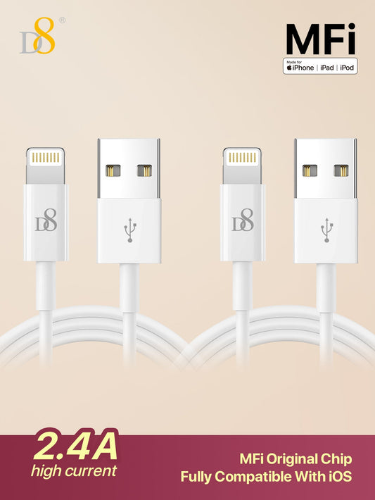 
Dynamic8 USB-A to Lightning cable 2-pack, MFi certified fast charging for iPhone and iPad
