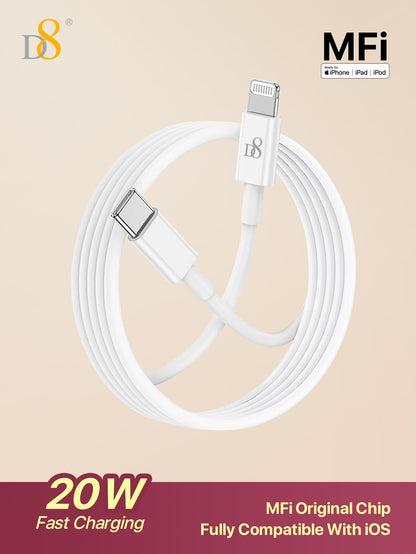 
Dynamic8 USB-C to Lightning charger cable 1M, PD fast charging for iPhone and iPad
