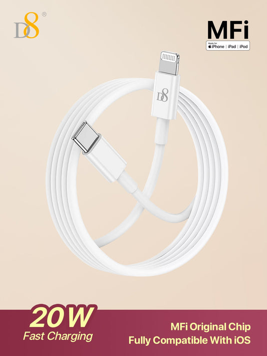 
Dynamic8 USB-C to Lightning charger cable 1M, PD fast charging for iPhone and iPad
