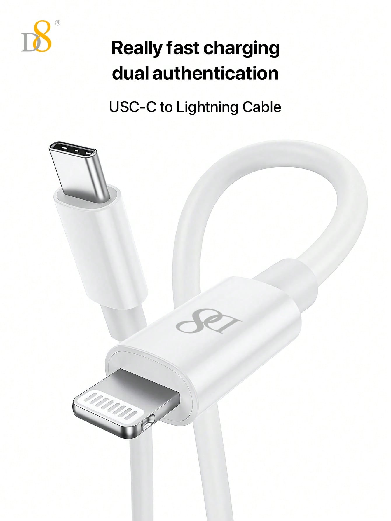 
Durable Dynamic8 USB-C to Lightning cable, 1M length, PD fast charging
