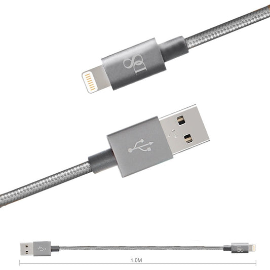 D8 尼龙编织铝制 MFI 闪电转 USB 电源和同步充电线