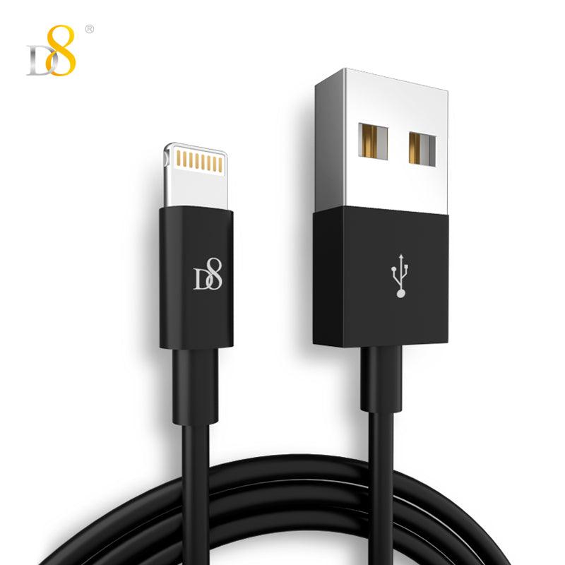 D8 PVC MFi 闪电转 USB 电源和同步充电线