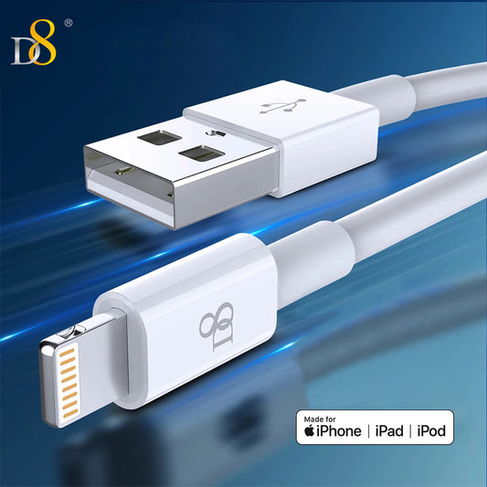 D8 MFi 认证 TPE USB 转闪电数据线 iphone14 电源和同步充电数据线
