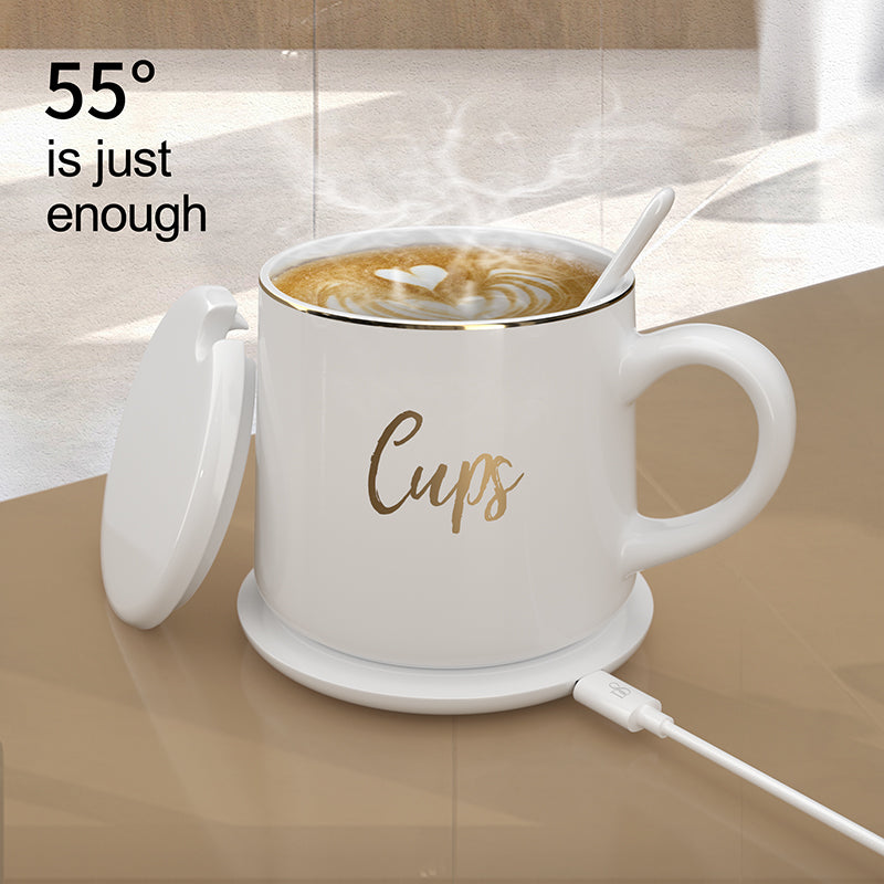 Wireless Charging 55℃ Thermostatic Coffee Mug - PC material
