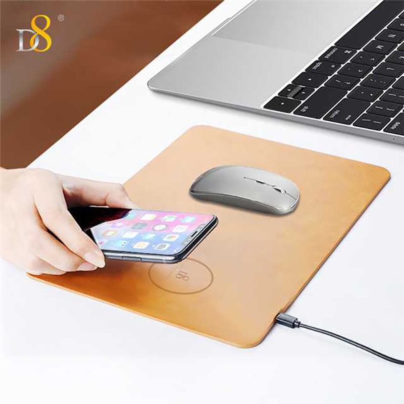 Wireless Charger 7.5-10W PWB-2119 PU/Leather Mouse Pad
