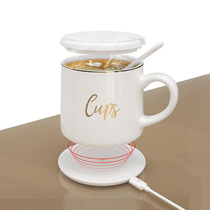 CUPS 15W无线充电咖啡杯55℃恒温咖啡杯PC材质